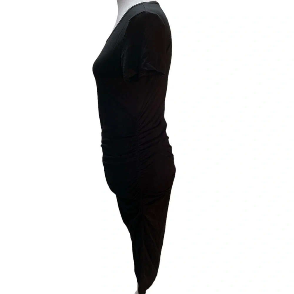 NWT Smallshow Black Ruched Sides Short Sleeve Knee Length Maternity Dress Small